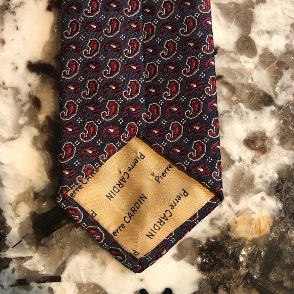 Vintage Pierre Cardin Paisley Motif Navy & Red Necktie Tie - Paris New York - Picture 6 of 7